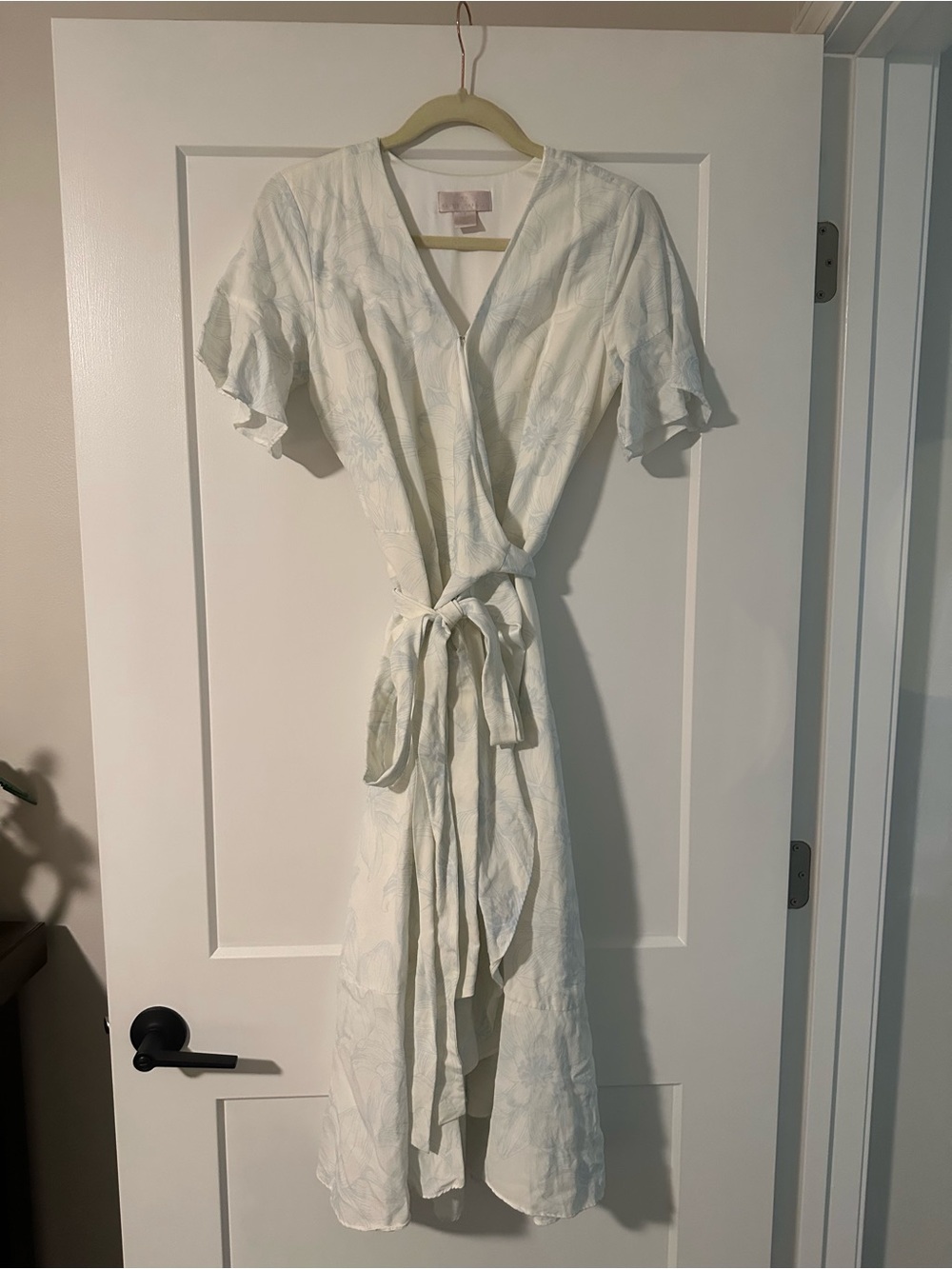 Rachel Parcell Pale Blue Wrap Midi Dress with Tie Waist